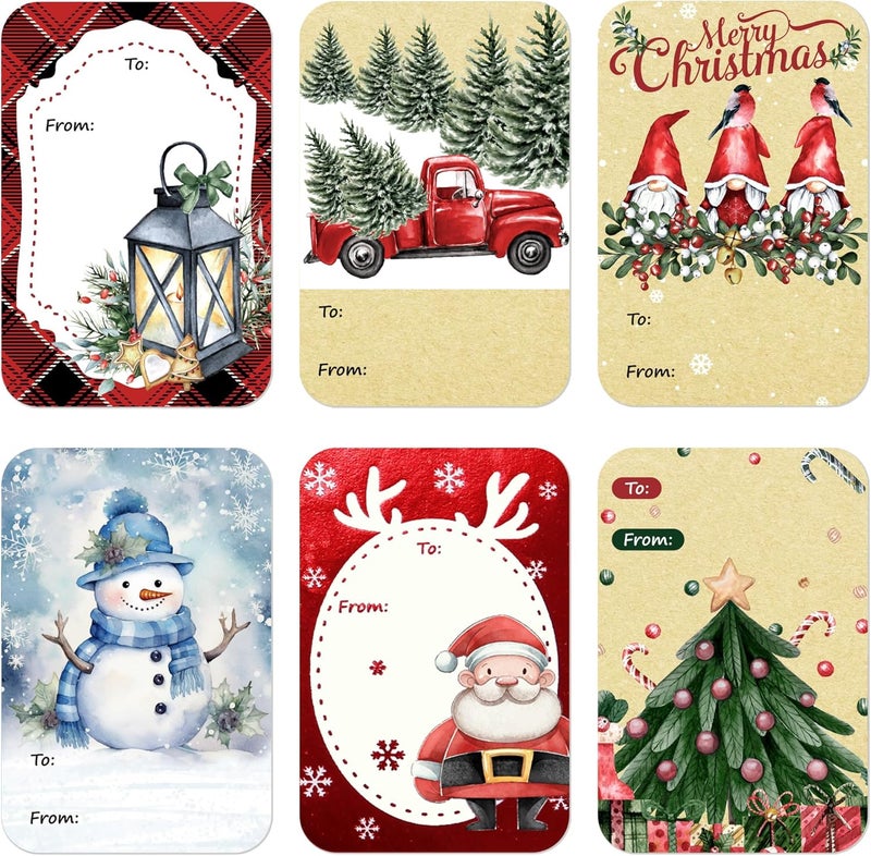 DreamBuilt 120 PCS Christmas Gift Tags, Self Adhesive Gift Stickers, 2"x3" Christmas Name Tags, Decorative to from Stickers for Presents - Image 1